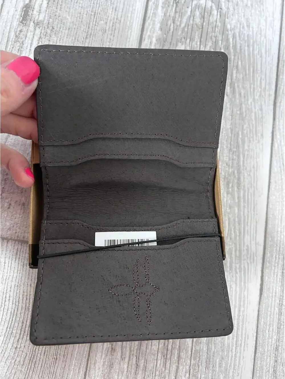 Justin Card Wallet with Gusset RFID Brown Leather Serape Logo Western Style NWT